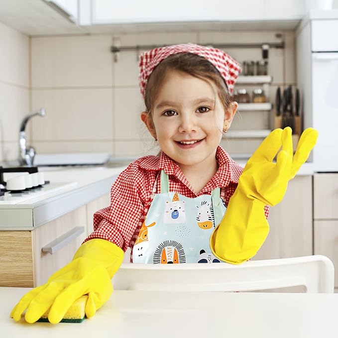 Kids Apron Adjustable Strap for Boys and Girls 100% Cotton, Toddler Chef Apron with Pocket for Kitchen Cooking