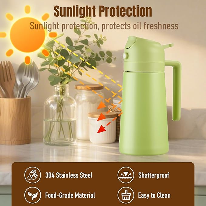 PARACITY 2 in 1 Oil Dipenser Bottle, Stainless Steel (Green-Green)