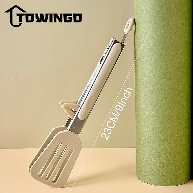 Kitchen Tongs, 9 Inch Tongs for Cooking with Silicone Tips, Food Grade Small Silicone Tongs, Mini Serving Tongs for Nonstick Pans, BBQ, Salad, Set of 3, White