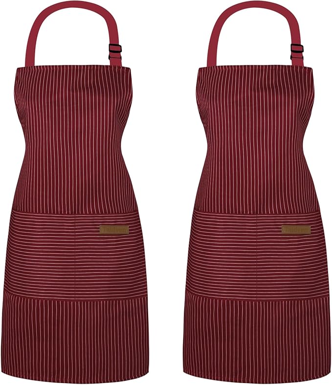 Taidven 2 Pack Apron - Unisex, Adjustable Bib Kitchen Apron, Cooking Apron, Aprons for Women Men with Pockets, Chef Aprons