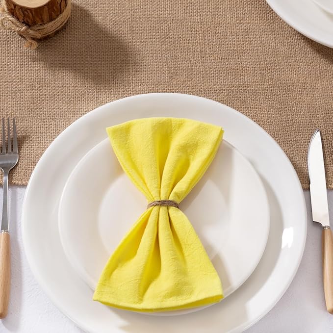 MLMW Yellow Cloth Napkins Set of 8 Spring Easter Napkins Cloth Bulk Washable Cotton Dinner Napkins 16"×16" for Wedding Party Baby Bridal Shower Birthday Table Decor
