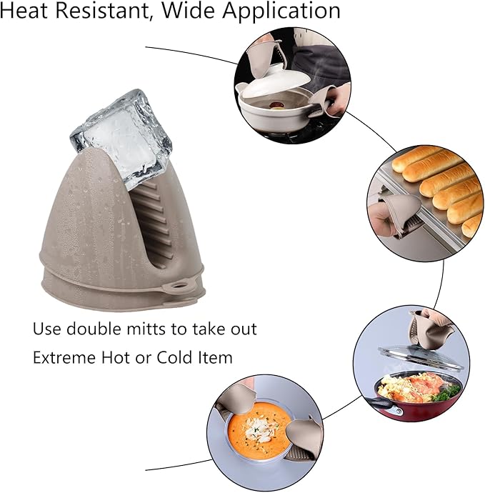 Silicone Oven Mitts Heat Resistant Pot Holders for Kitchens, ChufanMomsil Mini Cute Rubber Mittens 3 Pairs for Grilling, Cooking, Short Baking Gloves Small Silicone Pinch Grip Sets, Multicolored