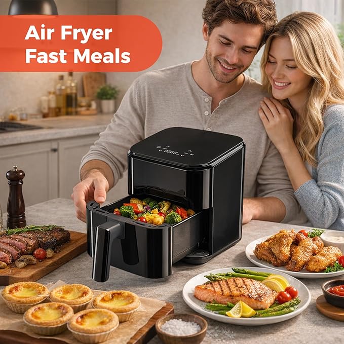 NEWBULIG Air Fryer, Compact Digital 3 Qt Airfryer with Nonstick Plate & Dishwasher Safe Basket, Quick Easy Meals, Features Auto Shutoff and Simple Touchscreen, Ideal for Small Spaces