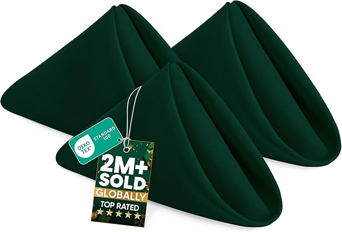 Utopia Home Hunter Green Cloth Napkins (12 Pack, 20x20 Inches), Ideal Dinner Napkins for Party, Wedding and Lunch/Dinner