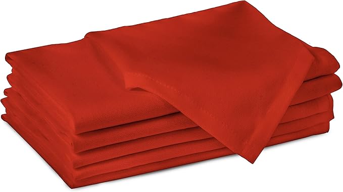 Encasa XO Brick Cloth Napkins Set of 6, 17"x17" | Solid Color Cotton Dinner Napkins | Washable & Reusable Wedding Napkins for Holiday Dinners, Party, & Everyday Table Decor