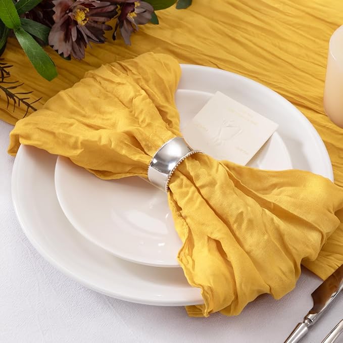50 Pack 50 Pack Gold Cheesecloth Napkins Washable Spring Summer Cloth Napkins Set of 50 Bulk 21x21 Inches for Wedding Baby Bridal Shower Birthday Dinner Party Home Table Decor