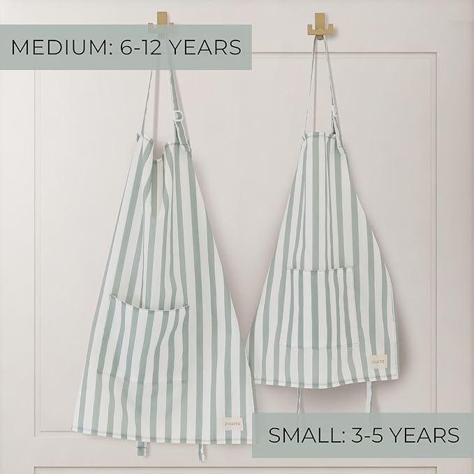 ZICOTO Kids Apron for Girls & Boys - Toddler Apron with Pocket for Cooking, Baking & Crafts - Christmas Gift for Little Chef