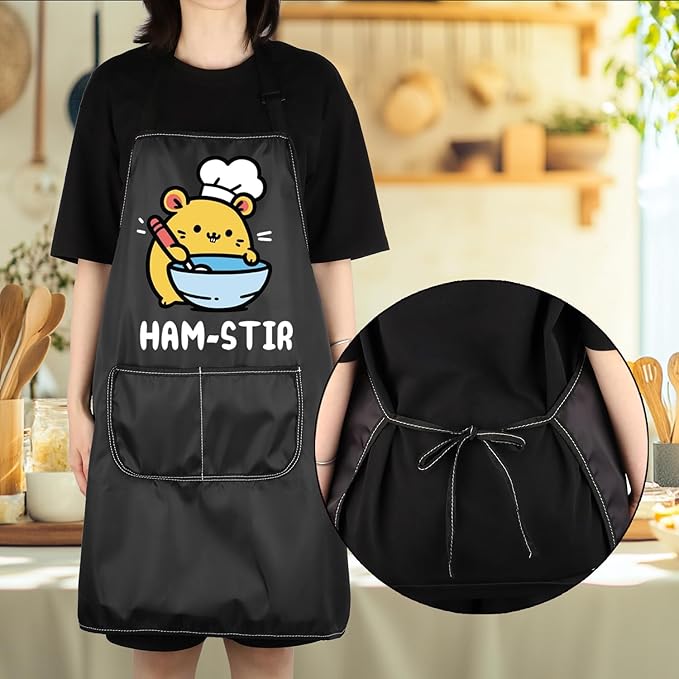 VAMSII Cooking Apron with Pockets Girls Chef Apron BBQ Baking Kitchen Apron for Girl Just a Girl Who Loves Cooking and Baking
