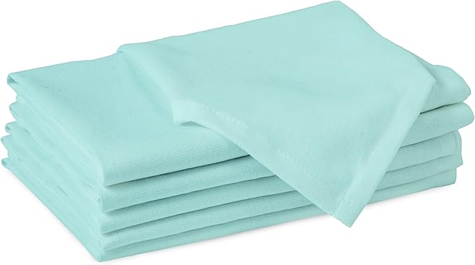 Encasa XO Egg Blue Cloth Napkins Set of 6, 17"x17" | Solid Color Cotton Dinner Napkins | Washable & Reusable Wedding Napkins for Holiday Dinners, Party, & Everyday Table Decor