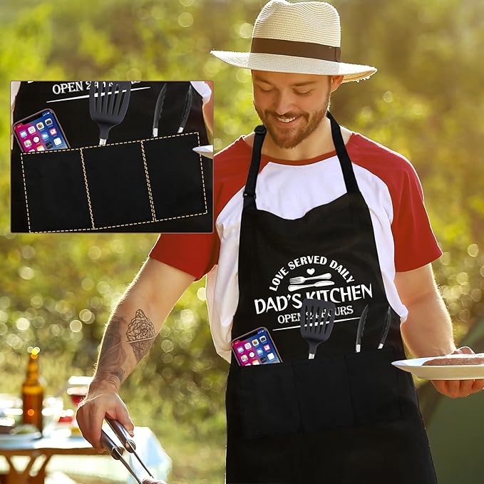 Grilling Aprons for Men,Cnavas Corss Back with Large Pockets Adjustable Chef Aprons, Funny Gifts for Men