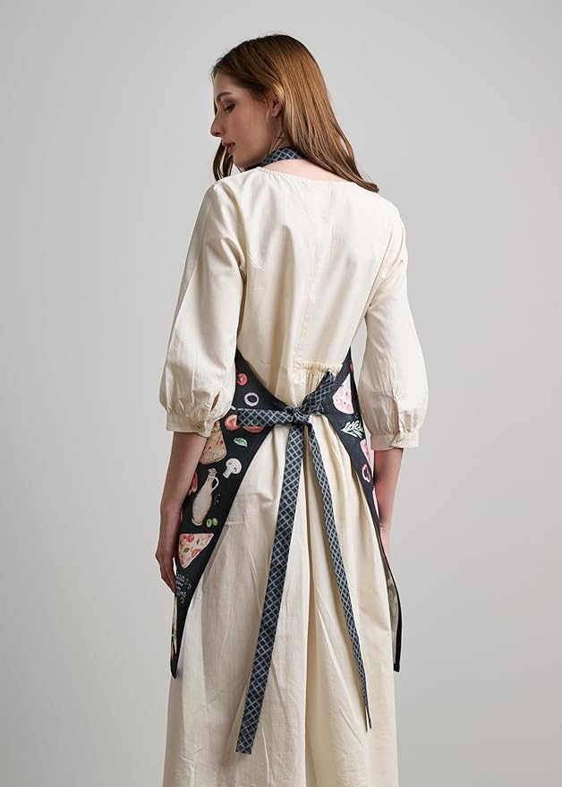 Maison d' Hermine 100% Cotton Apron for women with Pocket Kitchen Chef Apron for Men Cooking Mothers Day Gifts