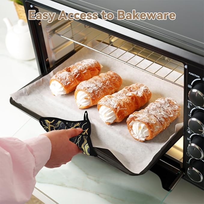 Black Golden Marble Pot Holders 2 PCS,Kitchen Heat Resistant Hot Pads for Cooking Grilling Baking BBQ, Pot Holders for Women Cook Home Microwave