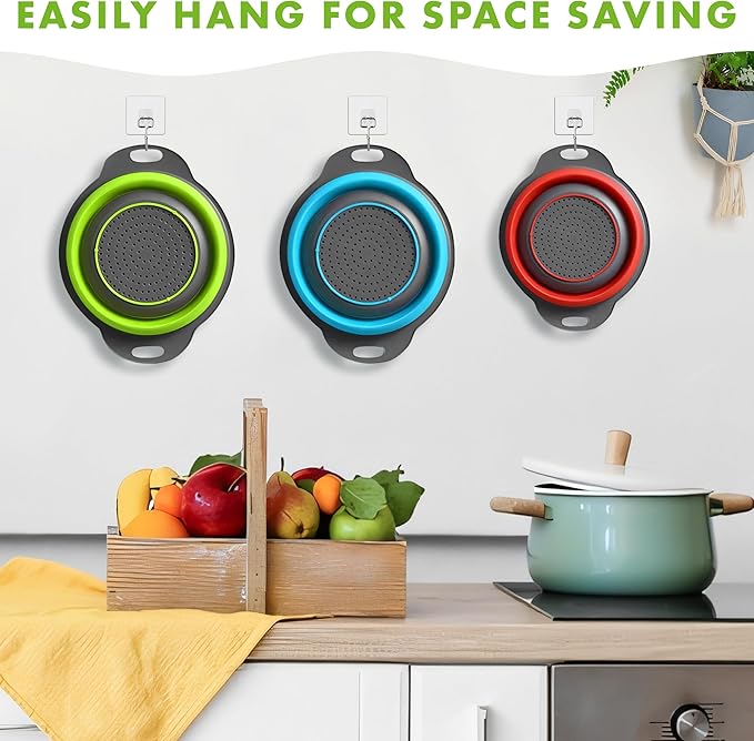 Silicone Collapsible Colander Sink Colander Collapsible Camping Versatile Collapsible Strainer Sink strainer basket over Sink Strainer (Red Green Blue)