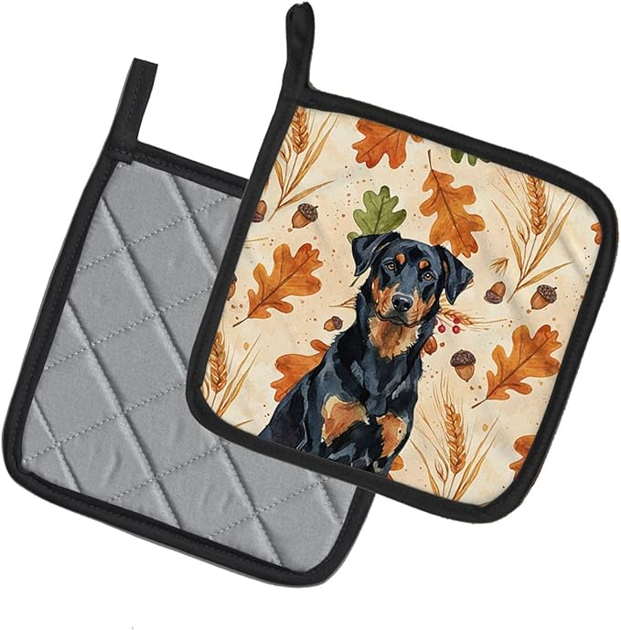 Caroline's Treasures Beauceron Heirloom Fall Pair of Pot Holders Pair 7.5x7.5 Quilted Insulated Hot Pads Decorative Kitchen Gift Made in USA