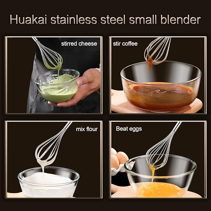 Stainless Steel Small Whisk for Cooking, 10-Inch Mini Whisk for Cheese, Coffee, Flour, Eggs