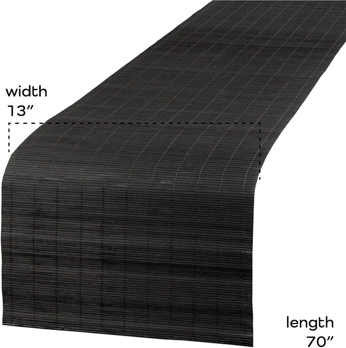 BambooMN Black Bamboo Matchstick Natural Table Runner, Home Décor, 1 Piece
