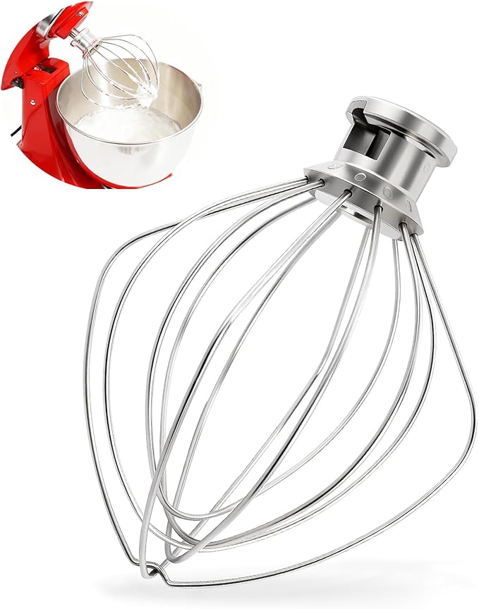 Dishwasher Safe K45WW Wire Whip for Kitchenaid Whisk Attachment 4.5QT-5QT Tilt-Head Stand Mixer,-All Stainless Steel Kitchen aid Whisk Attachment for Cream, Frostings, Cakes