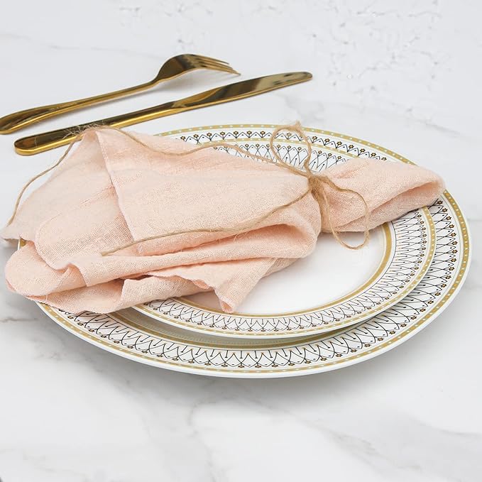 Dinner Cloth Napkins 6 Pack,100% Natural Soft Cotton,Washable Gauze Napkins Great for Weddings Decorative,Dinner Parties,Family Everyday Use (Blush Pink-6Ppack)