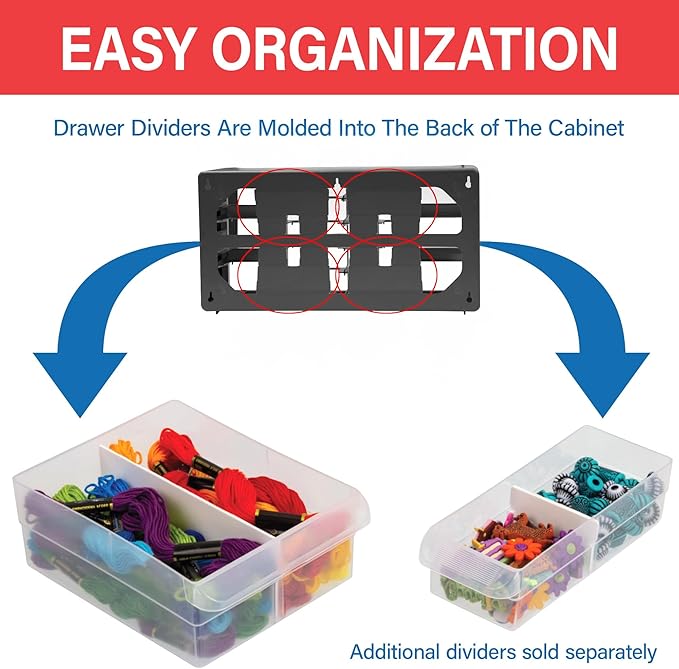 Akro-Mils 26-Drawer Plastic Drawer Storage Cabinet for Garage Organization, Bead Organizer, Building Bricks Storage, Teacher Toolbox, Makeup Organizer, 20" W x 6" D x 10" H, 10124 White