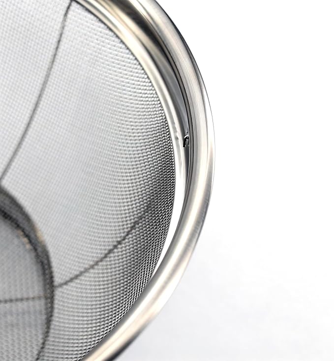 Fine Mesh Strainer for Kitchen, 4 Quart Stainless Steel Colander Bowl for Pasta, Rice, Fruit, Metal Net Baskets with Resting Base - Strain, Drain, Rinse