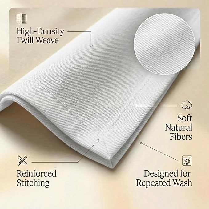 ACCENTHOME Cloth Napkins Set of 6 18x18 inch 100% Cotton Dinner Napkin Washable Hotel Quality Reusable Kitchen & Table Linen for Fall Thanksgiving Family Dinners Weddings & Everyday Use - White
