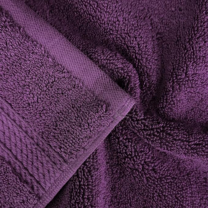 Superior Egyptian Cotton Pile Face Towel/Washcloth Set of 6, Ultra Soft Luxury Towels, Thick Plush Essentials, Absorbent Heavyweight, Guest Bath, Hotel, Spa, Home Bathroom, Shower Basics, Plum