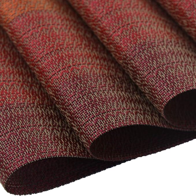 PIGCHCY Placemat,Washable Woven Non-Slip Insulation Durable Placemat Vinyl Table Mat Set of 4 (Scarlet Red)