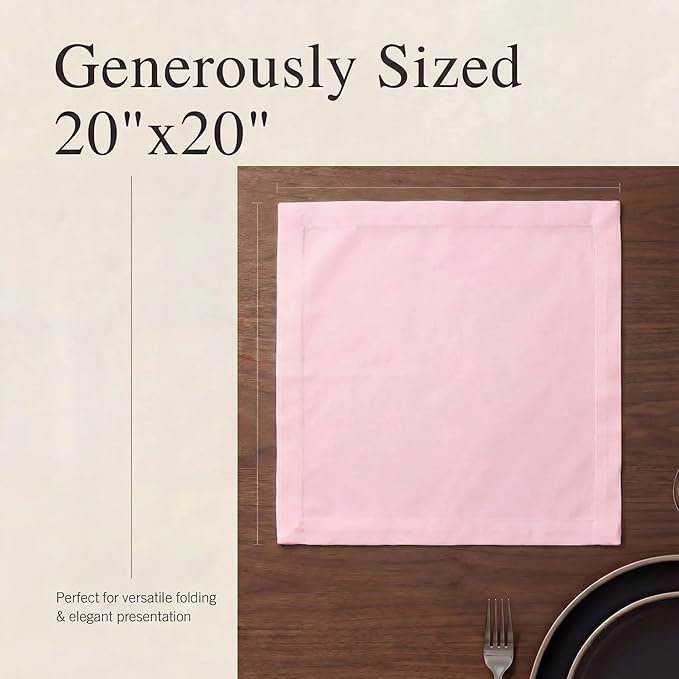 Urban Villa Cloth Napkins Pink Dinner Napkins Set of 12(20X20)100% Cotton Slub Absorbent Washable Durable Reusable Cloth Napkins Ideal for Easter Decorations Hotel Collection Farmhouse Parties Napkins