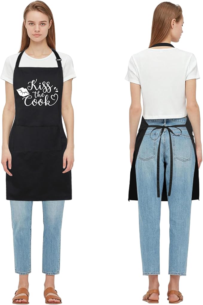 Xornis 100% Cotton Funny Apron for Men Women Adjustable Bib Aprons with 2 Pockets Grill Kitchen Cooking BBQ One Size Fits All