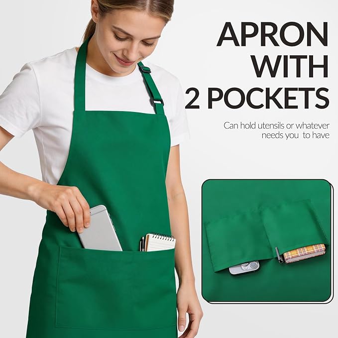 Large Chef Apron for Men and Women, Cooking Kitchen Aprons with 2 Large Pockets Water Oil Resistant
