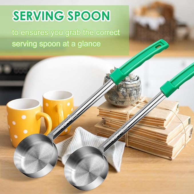 4 Ounce Solid Stainless Steel Portion Control Ladle Spoon - 4Pcs Pizza Sauce Serving Spoons Portion Ladle for Sauces, Perfect for Weight Watchers, Buffets, Parties