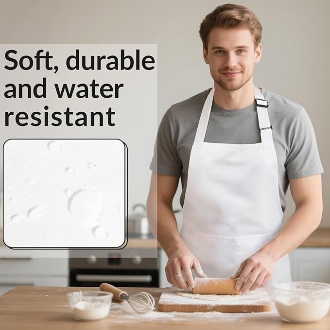 Large Chef Apron for Men and Women, Cooking Kitchen Aprons with 2 Large Pockets Water Oil Resistant