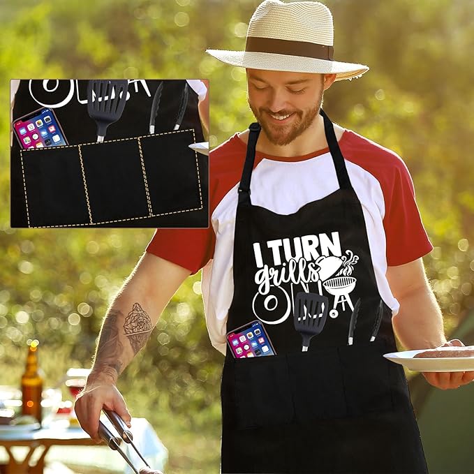 Grilling Aprons for Men,Cnavas Corss Back with Large Pockets Adjustable Chef Aprons, Funny Gifts for Men