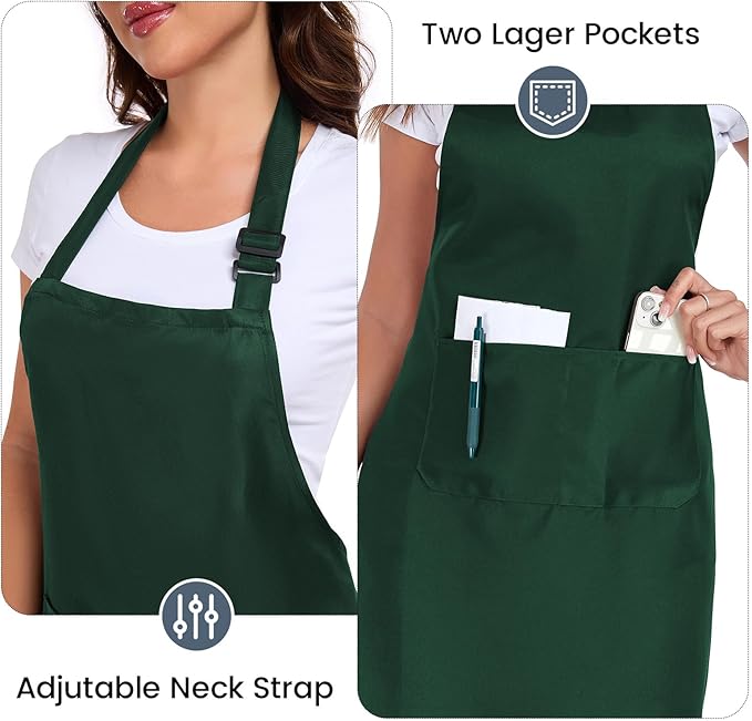 2 Pack adjustable apron with 2 pockets for men and women, waterproof and oil Resistant