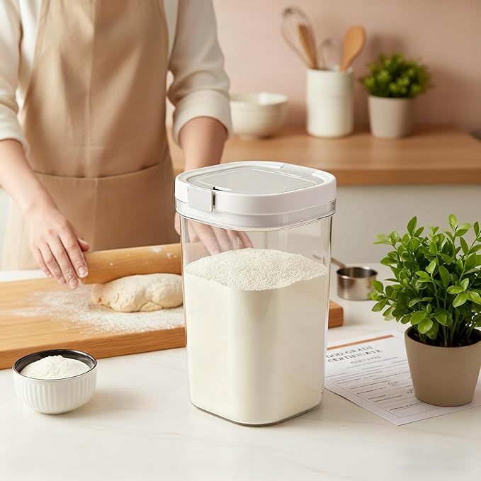 sugar container with spoon, Coffee and Dry Food Storage Containers,Stackable, Easy-Clean, Perfect for Coffee, Flour, Sugar(61 oz / 7.6 Cups)