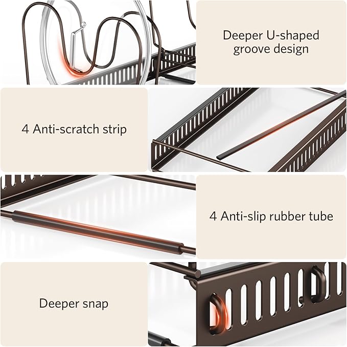 ORDORA Pots and Pans Organizer under Cabinet with Pan Holder: Expandable 11.8"-22.8" Kitchen Cabinet Organizer Rack, 12 Adjustable Dividers Storage for Cookie Sheets, Cutting Boards & Lid, Bronze
