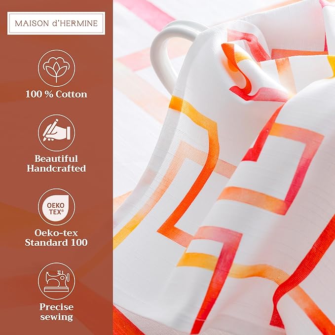 Maison d' Hermine Cloth Napkins Set of 4 100% Cotton Everyday Reusable Square Napkins Cloth Washable Dinner Party Wedding Restaurant Gifts for Mothers Day Spring/Summer (Summer Maze, 20" x 20")