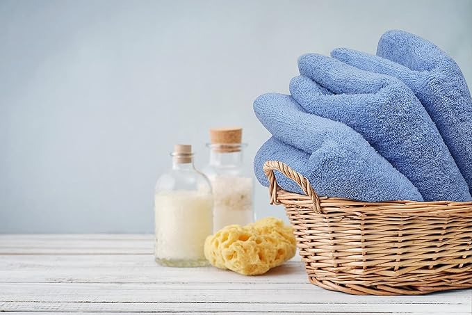 Premium Hand Towels Pack of 6 (16" x 30”) 100% Combed Ring Spun Cotton | Highly Absorbent Hand Towels Set | Ultra Soft for Home, Gym & Spa (Sky Blue)
