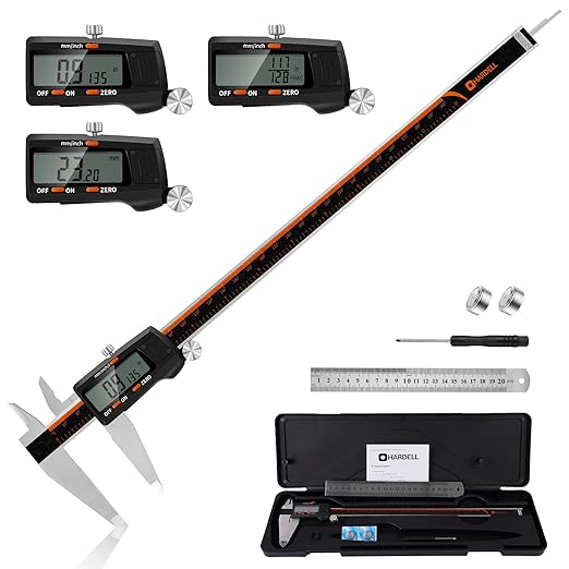 Digital Caliper 12 Inch,HARDELL Caliper Measuring Tool with Large LCD Screen,Electronic Digital Vernier Caliper Auto-Off Feature,Inch/MM/Fraction,Digital Ruler for 3D Printing/Jewelers/Woodworkers