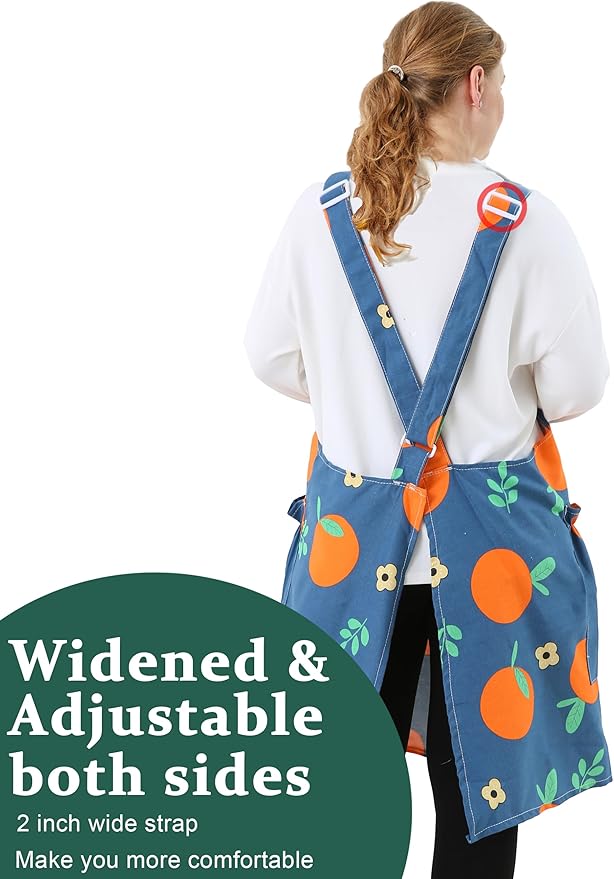 Big Plus Size Aprons for Women with Pockets Cotton Linen Baking Kitchen Cooking