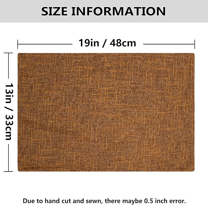 Kevin Textile Burlap Linen Placemats Set of 6 Heat Resistant Dining Table Place Mats Washable Kitchen Table Mats for Dinning Party Holiday Indoor Outdoor, 13 x19 inches, Hazel Brown