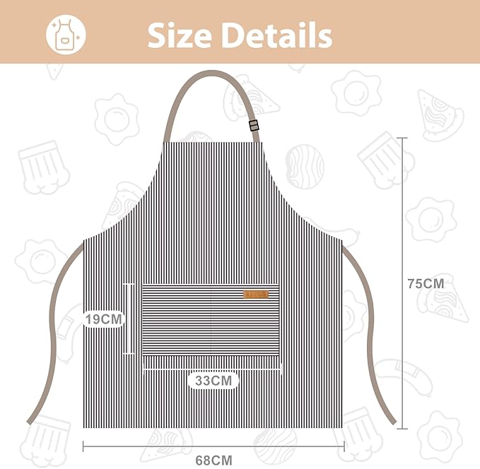 VALOME 2 Pack Kitchen Aprons, Apron for Cooking with 2 Pockets, Unisex Adjustable Neck Strap Chef Aprons for Men Women