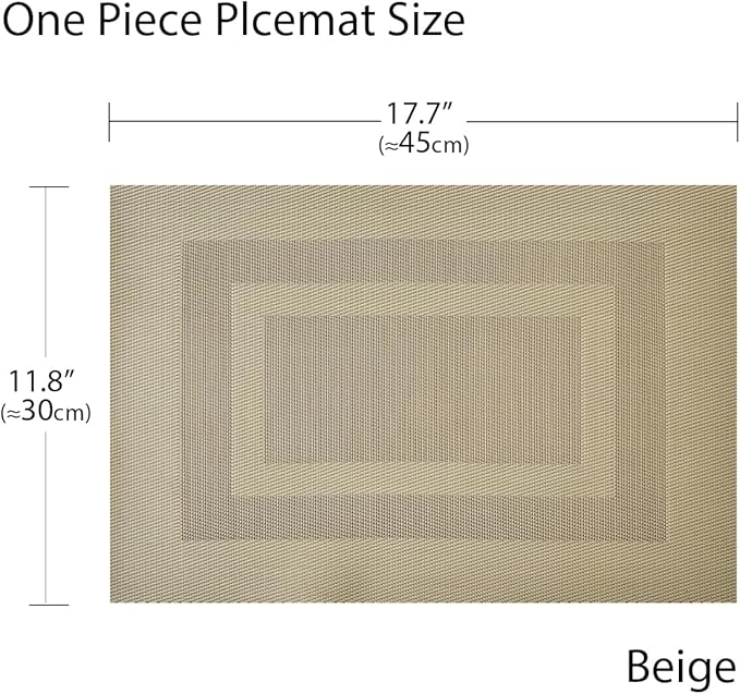 PIGCHCY Placemats Heat Resistant Non Slip Plastic Table Mats Washable Easy to Clean Woven Vinyl Kitchen Durable Placemats for Dining Table Set of 4 (Beige)