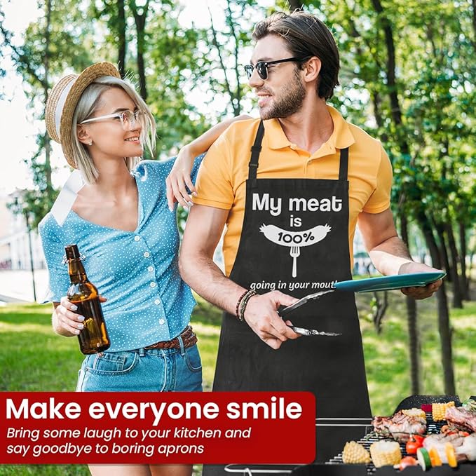 SANDJEST Funny Apron for Dad - Birthday Father’s Day Cooking Grilling Gifts for Mens