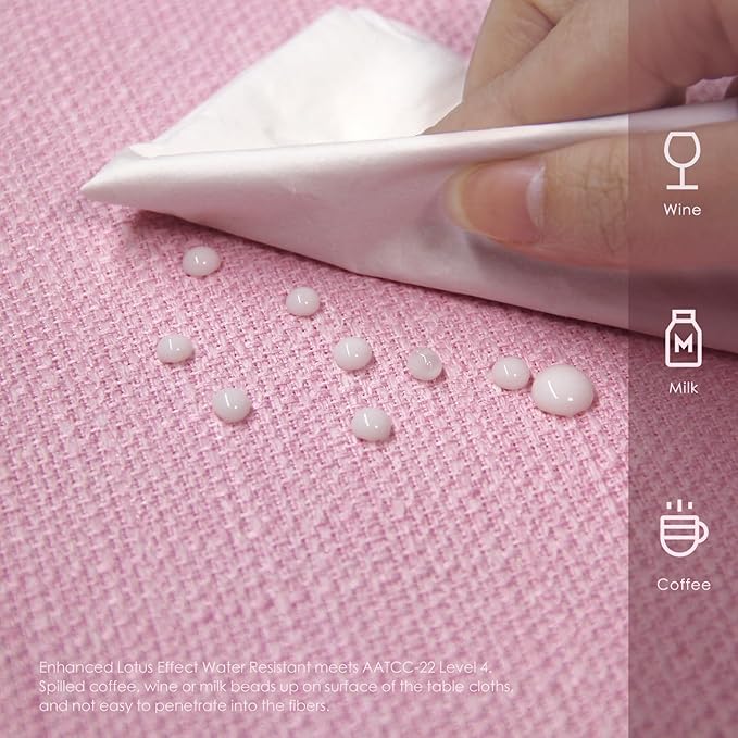 BALCONY & FALCON Rectangle Tablecloth Washable Wrinkle Resistant Water Proof Table Cloth Decorative Fabric Tablecloths for Valentines Day Dining Party Kitchen Wedding Outdoor Use (Light Pink, 57x118)