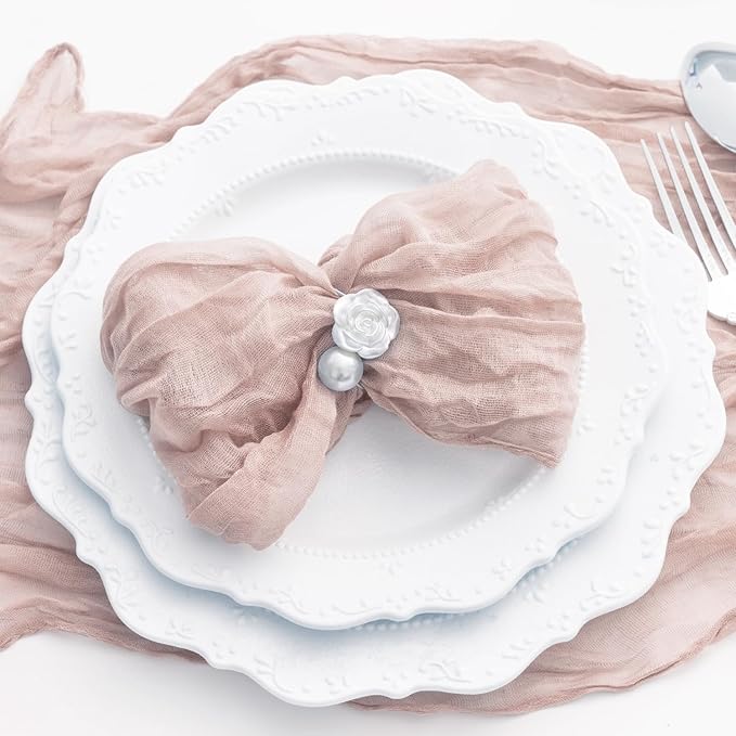 60 Pack Dusty Pink Cloth Napkins 21x21 Inches Dusty Pink Cheesecloth Napkins Set of 60 Washable Dinner Table Napkins for Wedding Bridal Baby Shower Party Rustic Boho Cotton Gauze Party Table Decor
