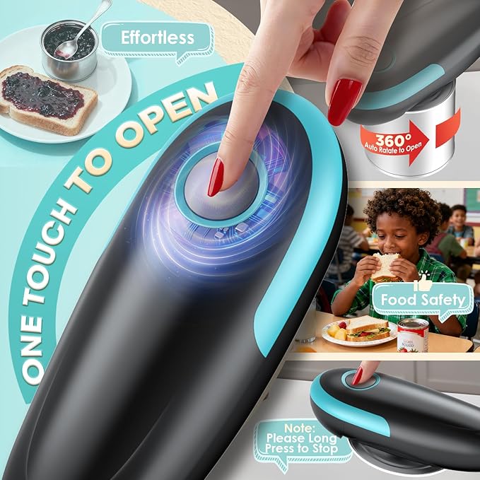 Electric Can Opener - Fits All Can Sizes One Touch Automatic Can Opener, Electric Can Opener for Kitchen Food Safe Smooth Edge, Kitchen Gadgets Battery Operated Can Opener for Seniors, Arthritis&Chef
