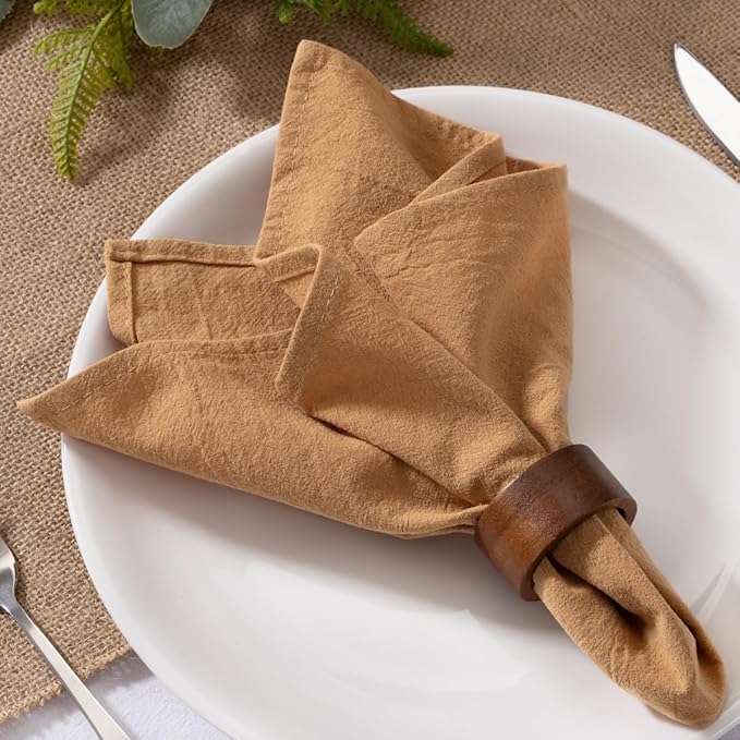 MLMW Caramel Cloth Napkins Set of 8 Cotton Spring Easter Napkins Cloth Bulk Washable Dinner Napkins 16"×16" for Wedding Party Baby Bridal Shower Birthday Table Decor