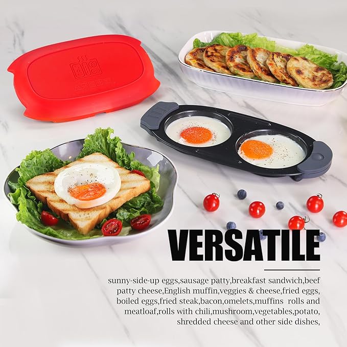 MKYSAIL Quick-Heat Microwave Egg Cooker|Poacher|fryer,Multi-use microwave egg maker for Breakfast Sandwiches,Dishwasher-Safe,Save Time,Portable for Home,Travel,Gifts(red)