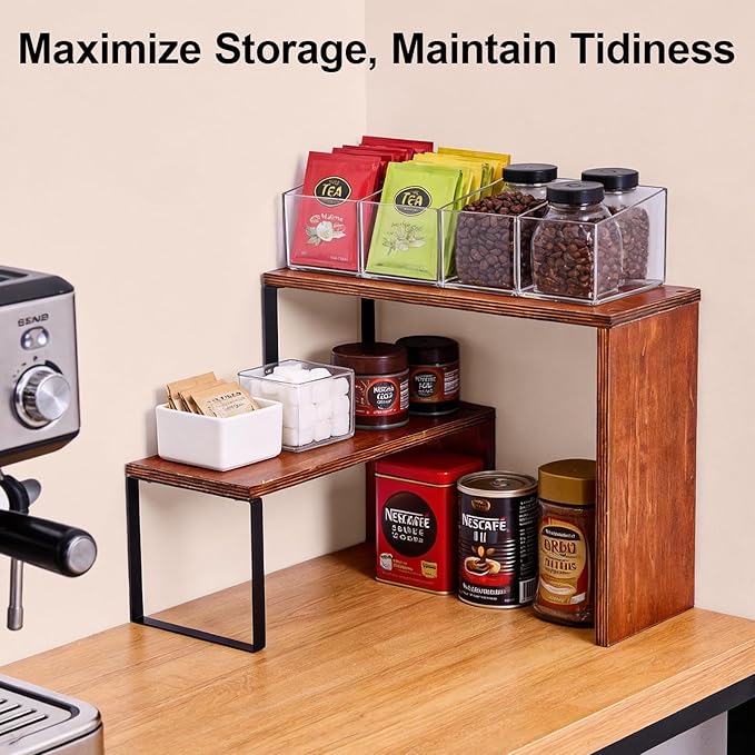Kitchen Cabinet Organizer, Kitchen Countertop Organizer, Spice Rack, Counter Organizer, Cabinet Shelves, Cabinet Organizer Shelf, Stackable Countertop Storage for Pantry, Coffee Station, Bathroom